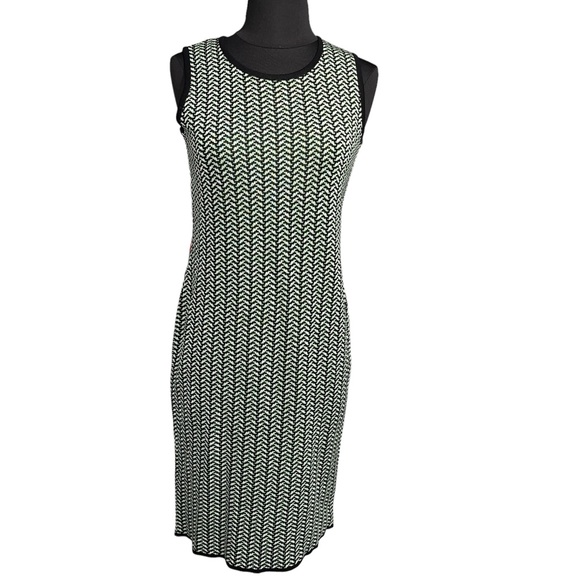 Exclusively Misook Green Printed Stretch Acrylic Sleeveless Bodycon Dress XS - Picture 1 of 9